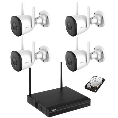 Sistem supraveghere 4 camere IP WiFi Dahua 4MP, IR 30m, 2.8mm, detectie umana, slot card, microfon, NVR 4 canale 4K WiFi, Hard Disk 1TB SafetyGuard Surveillance