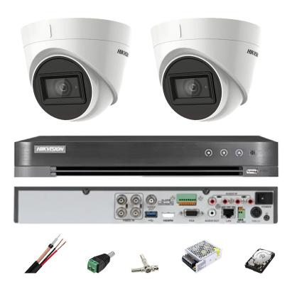 Sistem supraveghere Hikvision 2 camere interior 4 in 1, 8MP, lentila 2.8, IR 60m, DVR 4 canale, accesorii, hard disk SafetyGuard Surveillance