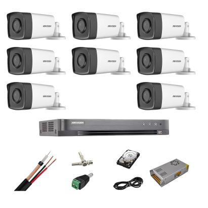 Kit complet supraveghere 5 MP Hikvision Turbo HD 8 camere, IR 40 m, HDD 2Tb, 200 m cablu SafetyGuard Surveillance