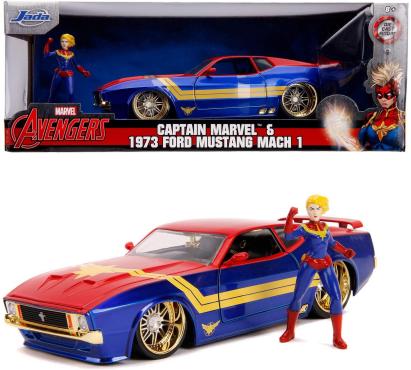 MASINUTA METALICA CAPTAIN MARVEL 1973 FORD MUSTANG MACH 1 SCARA 1 LA 24 SuperHeroes ToysZone