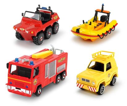 POMPIERUL SAM SET 4 VEHICULE DIN METAL CU BARCA SCARA 1:64 SuperHeroes ToysZone