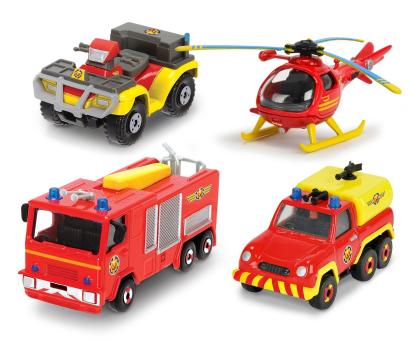 POMPIERUL SAM SET 4 VEHICULE DIN METAL CU ELICOPTER SCARA 1:64 SuperHeroes ToysZone