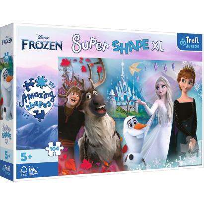 PUZZLE TREFL PRIMO SUPER SHAPE XXL 104 DISNEY FROZEN LUMEA ANEI SI A ELSEI SuperHeroes ToysZone