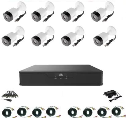Sistem supraveghere video profesional 8 camere exterior 2 MP 1080P full hd IR20m, XVR 8 canale, accesorii full, live internet SafetyGuard Surveillance