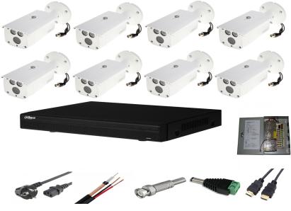 Sistem supraveghere video complet de exterior 8 camere Dahua 2MP Starlight IR 80m, CADOU cablu HDMI SafetyGuard Surveillance