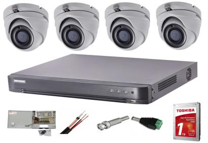 Sistem supraveghere video interior complet Hikvision 4 camere Turbo HD 5 MP 20 m IR accesorii incluse, cadou HDD 1tb SafetyGuard Surveillance