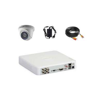 Kit sistem supraveghere video 1 camera 2MP interior complet Hikvision IR 20 m cu DVR, meniu romana, Cloud, soft telefon mobil inclus SafetyGuard Surveillance