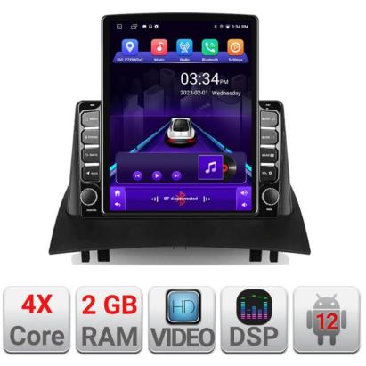 Navigatie dedicata Renault Megane 2 K-098 ecran tip TESLA 9.7" cu Android Radio Bluetooth Internet GPS WIFI 2+32 DSP Quad Core CarStore Technology