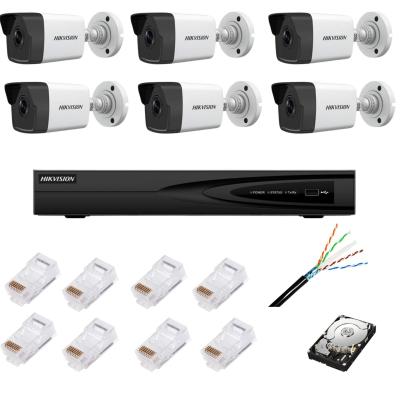 Sistem de supraveghere complet cu 6 camere IP, 4MP, lentilă 2.8mm, IR 30m, NVR cu 8 canale IP cu rezoluție 4k, accesorii SafetyGuard Surveillance