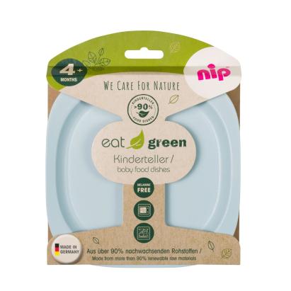 Set 2 farfurii intinse Eat Green pentru mancarea copiilor, din plastic bio, lavabile in masina de spalat vase, 4+ luni, nip 37068 Children SafetyCare