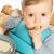 Bavetica din silicon moale cu buzunar colector pentru bebelusi, reglabila, albastra, Reer Eat`n Tidy 25033 Children SafetyCare