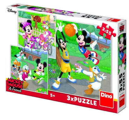 Puzzle 3 in 1 - Mickey si Minnie sportivii (3 x 55 piese) PlayLearn Toys