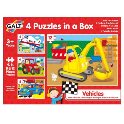 Set 4 puzzle-uri Vehicule (4, 6, 8, 12 piese) PlayLearn Toys