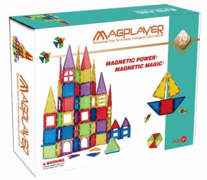 Set de constructie magnetic - 70 piese PlayLearn Toys