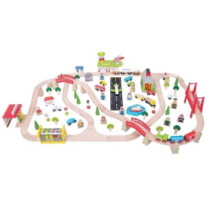 Circuit auto si  feroviar  (125 piese) PlayLearn Toys