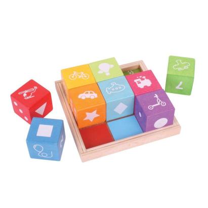 Cuburi din lemn cu imagini PlayLearn Toys