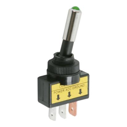 Intretupator cu 2 pozitii OFF-ON, 1 circuit, iluminat cu bec verde de 12 V, negru 20A-12VDC Best CarHome