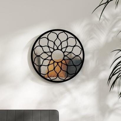 Oglindă rotundă negru 40x3 cm fier pentru utilizare în interior GartenMobel Dekor