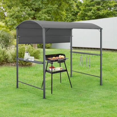 Pavilion pentru gratar BBQ Pyrgos 215 x 220 x 140 cm gri inchis [en.casa] HausGarden Leisure