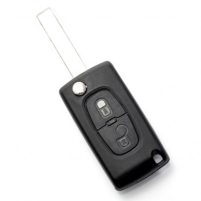 Citroen / Peugeot 407 - Carcasa tip cheie briceag cu 2 butoane, lama HU83-SH2 cu suport baterie Best CarHome