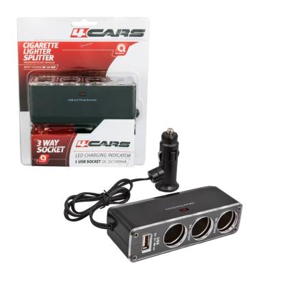 Priza tripla bricheta cu USB si cablu prelungitor 12/24V 4Cars Garage AutoRide
