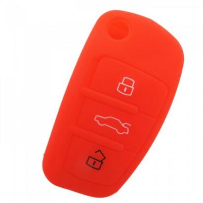 Husa Cheie Audi A4 3 Butoane Silicon Rosie AutoProtect KeyCars