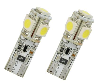 Set 2 becuri auto Vecta 12V T10 W2.1x9.5d 5W cu 5 leduri SMD 5050SMD Canbus , fara eroare in bord , alb AutoDrive ProParts