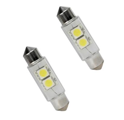 Set 2 becuri auto Vecta cu 2 leduri SMD 12V T11x39mm P29T alb sofit Festoon 5050SMD AutoDrive ProParts