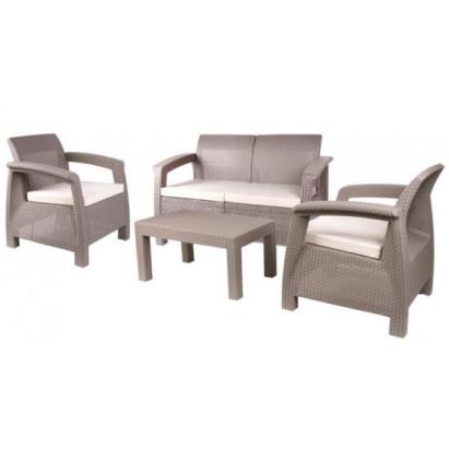 Set mobilier gradina/terasa, cappuccino, ratan sintetic, 1 masa, 2 scaune, 1 canapea, Antigua GartenVIP DiyLine