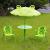 Set mobilier gradina/terasa pentru copii, pliabil, verde, model brosca, 1 masa cu umbrela, 2 scaune, Melisenda GartenVIP DiyLine