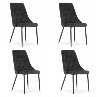 Set 4 scaune stil scandinav, Artool, Imola, catifea, metal, negru, 48.5x61x93.5 cm GartenVIP DiyLine