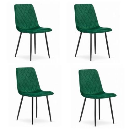 Set 4 scaune stil scandinav, Artool, Turin, catifea, metal, verde si negru, 44.5x53x88.5 cm GartenVIP DiyLine