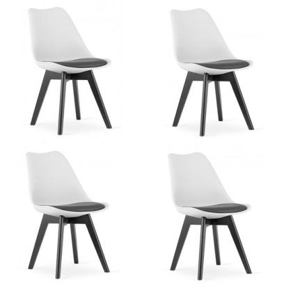 Set 4 scaune stil scandinav, Artool, Mark, PP, lemn, alb si negru, perna neagra, 49x43x82 cm GartenVIP DiyLine