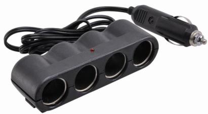 Priza auto multipla Automax cu 4 iesiri de 12V 1A cu led, max.100W , cablu de 90 cm AutoDrive ProParts
