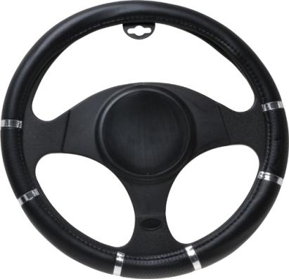 Husa volan Chrome Ring Black, material cauciucat, diametru 37-39cm AutoDrive ProParts