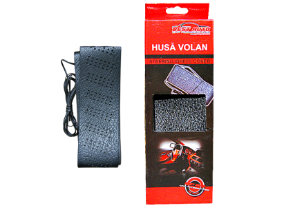 Husa volan cu snur Neagra , material cauciucat, diametru 37-39cm AutoDrive ProParts