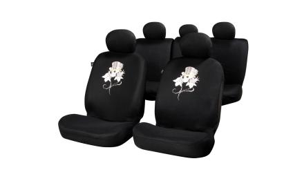 Set huse scaune auto Rose Skull , Fata + Spate compatibile cu modelele cu Airbag in scaune AutoDrive ProParts