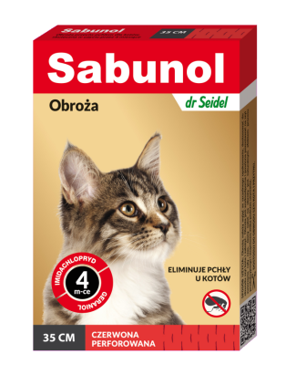 Zgarda antiparazitara pisici, SABUNOL CAT, rosie, 35 cm AnimaPet MegaFood