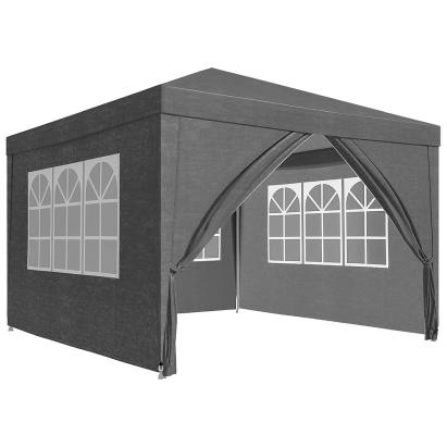 RESIGILAT - Cort Pavilion Gri 3x3 m cu Pereti Laterali si Ferestre pentru Petrecere, Evenimente, Curte sau Gradina