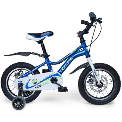 Bicicleta pentru copii 2-4 ani HappyCycles KidsCare, roti 12 inch, cu roti ajutatoare si frane pe disc, albastru for Your BabyKids