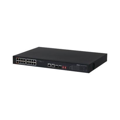 Switch Dahua PFS3218-16ET-135 16 porturi PoE + 2 Port Gigabit + 2 SFP Combo, 135W, PoE Watchdog SafetyGuard Surveillance