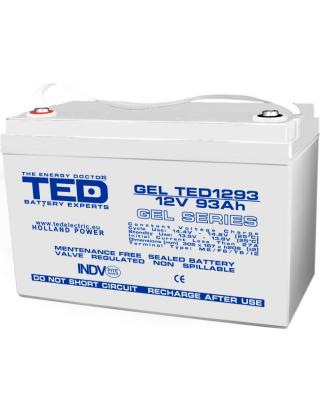 Acumulator AGM VRLA 12V 93A GEL Deep Cycle 306mm x 167mm x h 212mm F12 M8 TED Battery Expert Holland TED003485 (1) SafetyGuard Surveillance