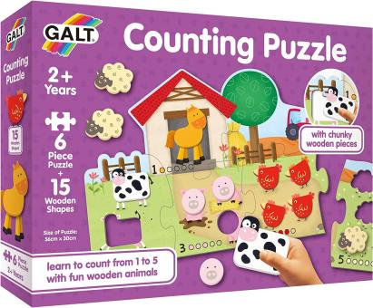 Puzzle - Numaram animalele de la ferma ( 6 piese) PlayLearn Toys