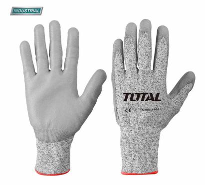 TOTAL - MANUSI DE PROTECTIE - PU + HPPE + TEXTIL - REZISTENTE LA TAIERE - XL (INDUSTRIAL) PowerTool TopQuality