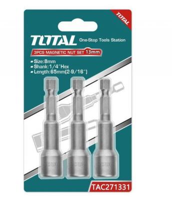 TOTAL - SET 3CHEI 13MM -1/4" HEX - 65MM PowerTool TopQuality