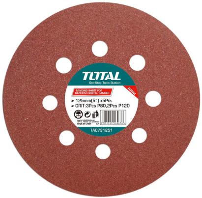 TOTAL - DISC HARTIE ABRAZIVA 125MM - P80,P120 PowerTool TopQuality