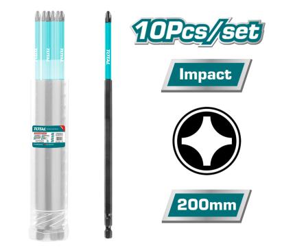 TOTAL - SET 10 BITI DE IMPACT PH2X200MM PowerTool TopQuality