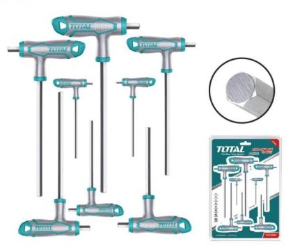 TOTAL - SET 8 CHEI IMBUS IN T: 2-10MM, CR-V (INDUSTRIAL) PowerTool TopQuality