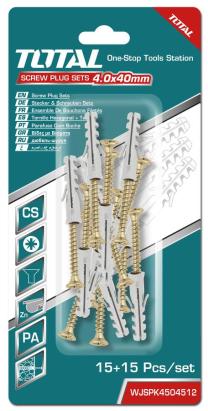 TOTAL - SET DIBLURI CU SURUBURI - ST4.0X40MM - DIBLU-6X30MM - 15 BUC PowerTool TopQuality