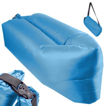 Saltea Autogonflabila "Lazy Bag" tip sezlong, 230 x 70cm, culoare Albastru, pentru camping, plaja sau piscina FAVLine Selection